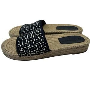 TORY BURCH logo Ribbon Espadrille Slide Shoes  Size 6